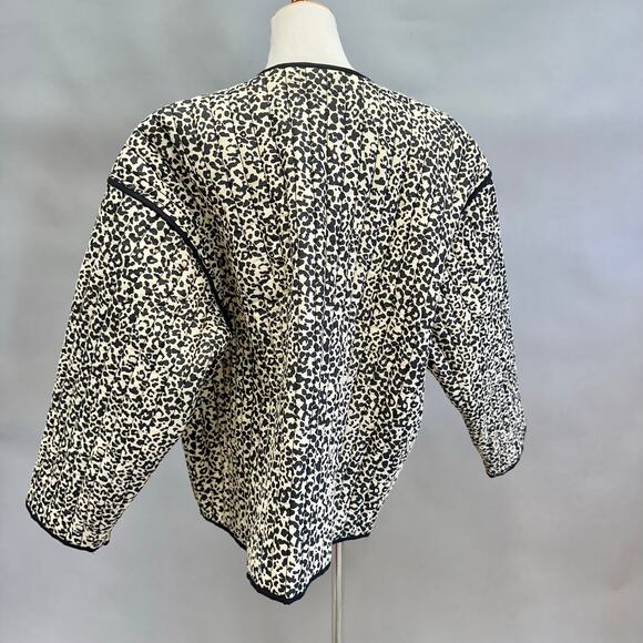 ASOS DESIGN cotton quilted leopard print bowtie tie front jacket Size Large Boxy - Picture 12 of 16